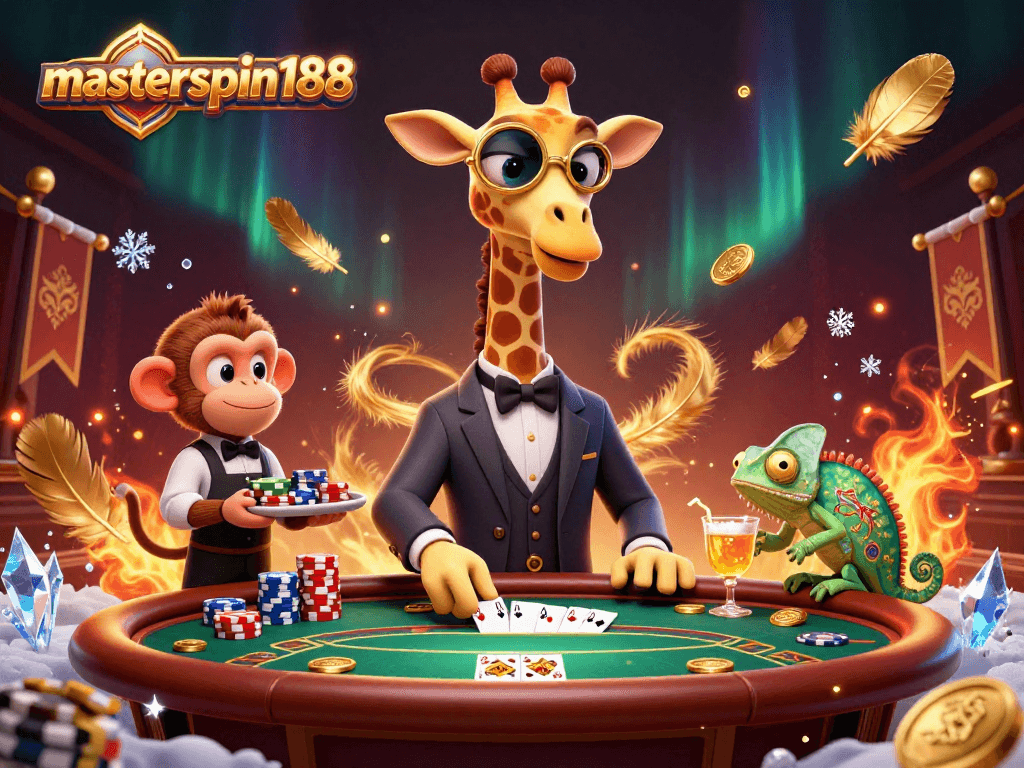 Experience masterspin188 at its finest with a captivating poker scene featuring vibrant characters and dynamic elements.